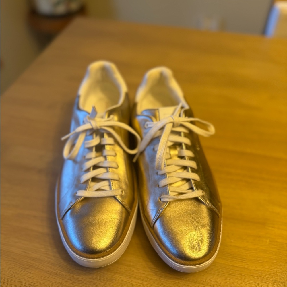 Cole Haan Metallic Gold Leather Sneakers